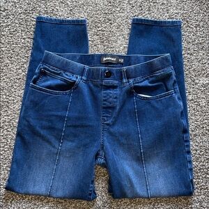 Betabrand Women’s High Rise Tapered Leg Denim Jeans Dark Blue Size Medium